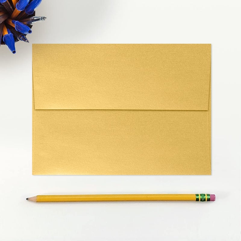 LUXPaper A7 Invitation Envelopes | Peel & Press | 5 1/4" x 7 1/4" | Gold Metallic | 80lb. Text | 500 Qty - Image 4
